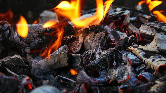 Smokeless coal being burned on an open fire