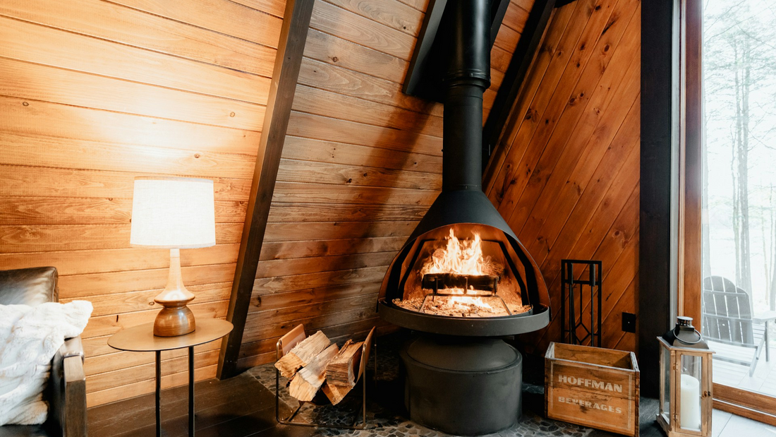 Chiminea burning in a cosy room