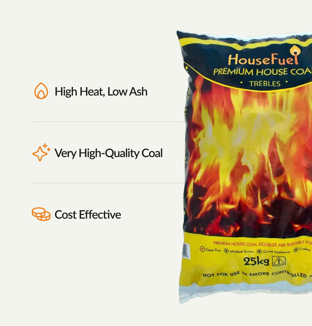 Premium Coal Trebles 25kg